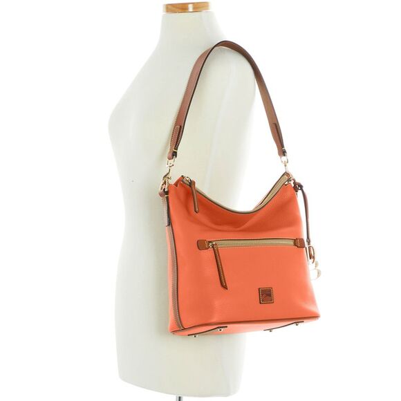 Dooney & Bourke Pebble Grain Large Sac Shoulder Bag - Coral - Picture 4 of 4